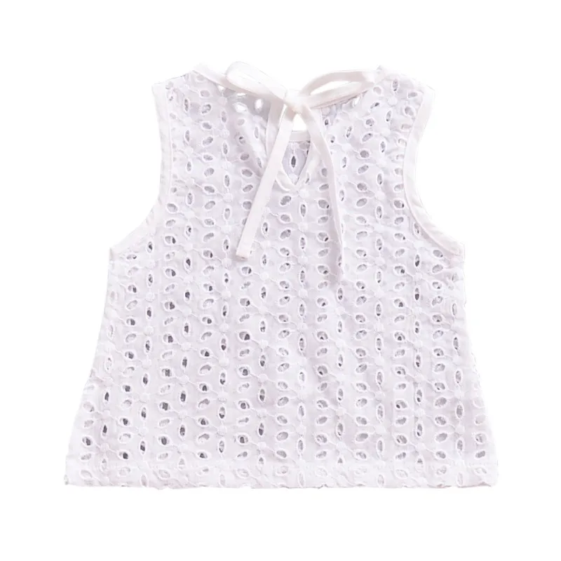 

Cute Baby Girls Lace Hollow Tops T-shirt Blouse Outfits Sleeveless Newborn Baby Girl Cotton T-shirt Lace Hollow Tops T-shirt