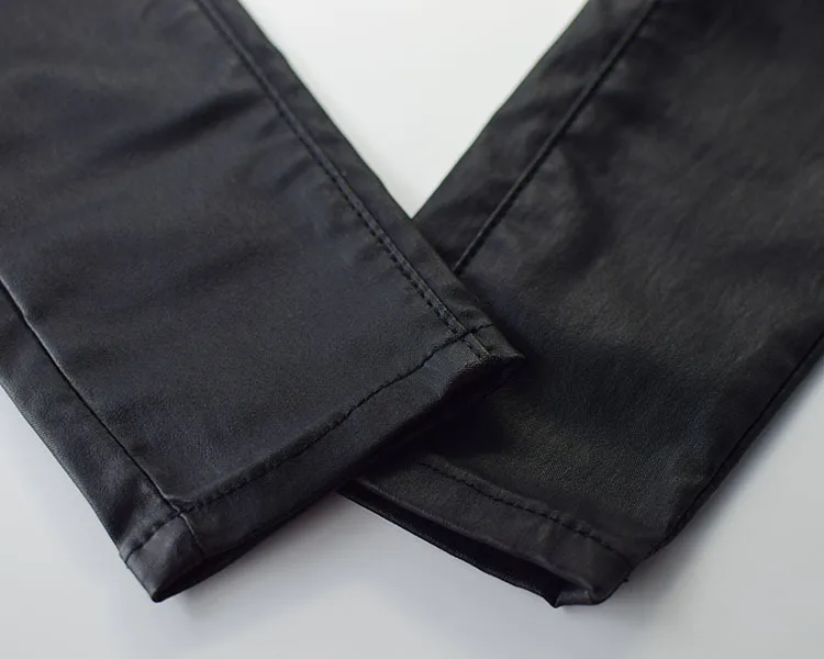 Модные женские облегающие джинсы с высокой талией, обтягивающие Женские джинсы из искусственной кожи, Стрейчевые Женские джинсы-карандаш