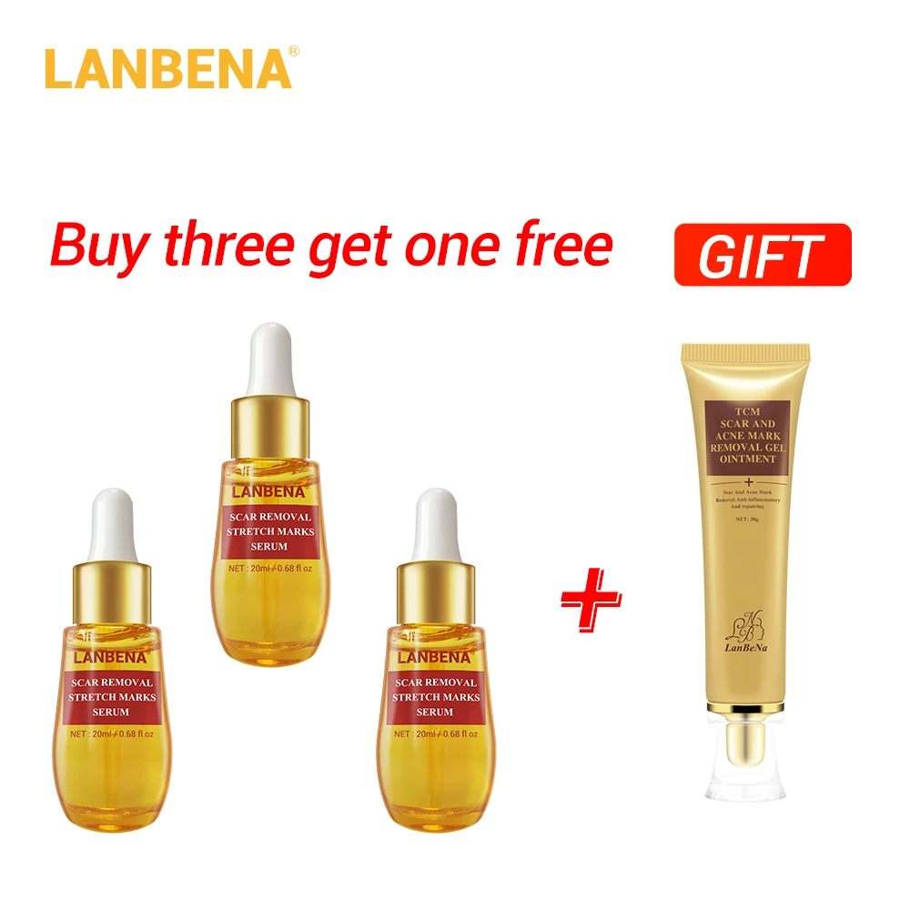 

Buy 3 Get 1 Gift LANBENA Acne Scar Remove Serum Acne Treatment Remover Stretch Marks Anti Acne 3PCS+Acne Scar Removal Cream