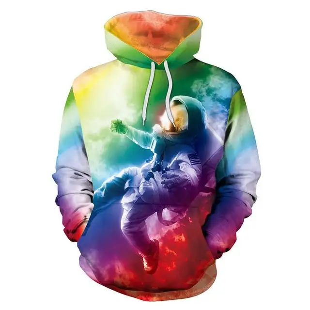 

ASTRONAUT RAINBOW HOODIE 3D Graphic Print Colorful Unique Sweatshirts Hip Hop Style Hooded Tracksuit Fashion Pullover