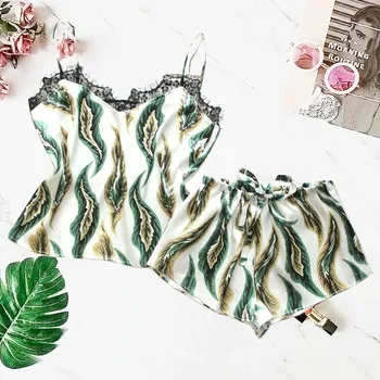 

Hot Erotic Babydoll Sexy Lingerie Plus Size Porno Satin Silk Bowknot Printing Camisole Shorts Set Sleepwear Pajamas For Women D3