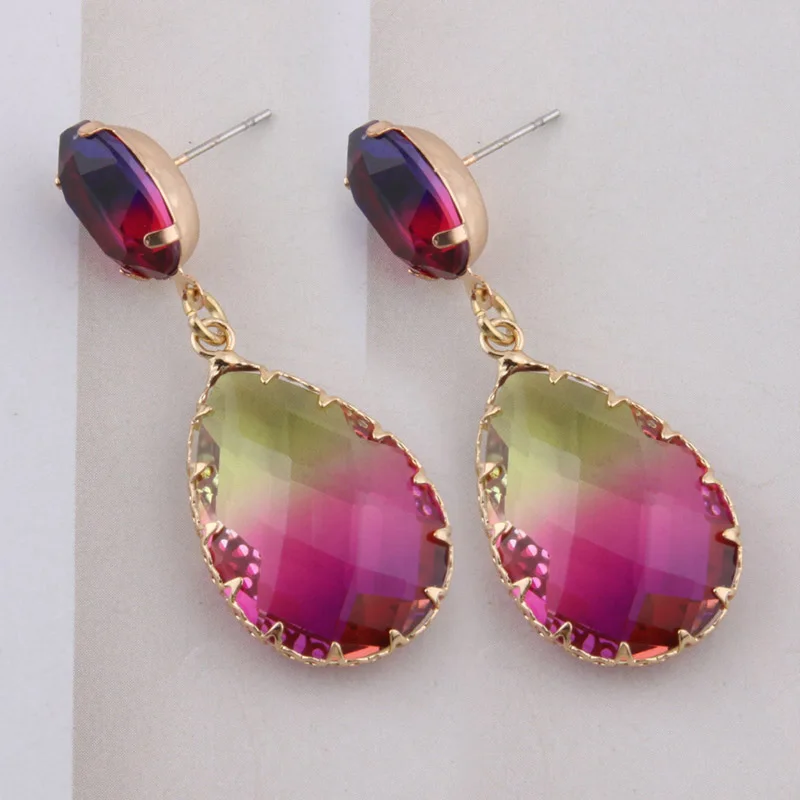 NeeFuWoFu Water Drop Earrings Glass earrings for women Big brinco Bohemian Crystal Earring Fashion Jewelry Gift Girl