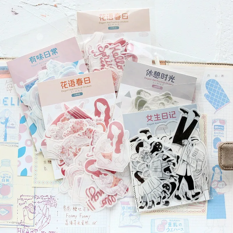 

60pcs/1pack Kawaii Stationery Stickers Daily series Diary Planner Decorative Mobile Stickers Scrapbooking DIY Craft Stickers