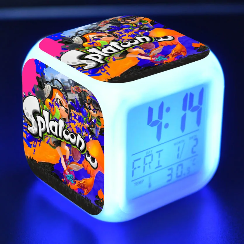 Splatoon мультяшный будильник детские игрушки Led reloj будильник, цифровой Электронные часы с будильником Пробуждение свет стол reveil wekker - Цвет: 1