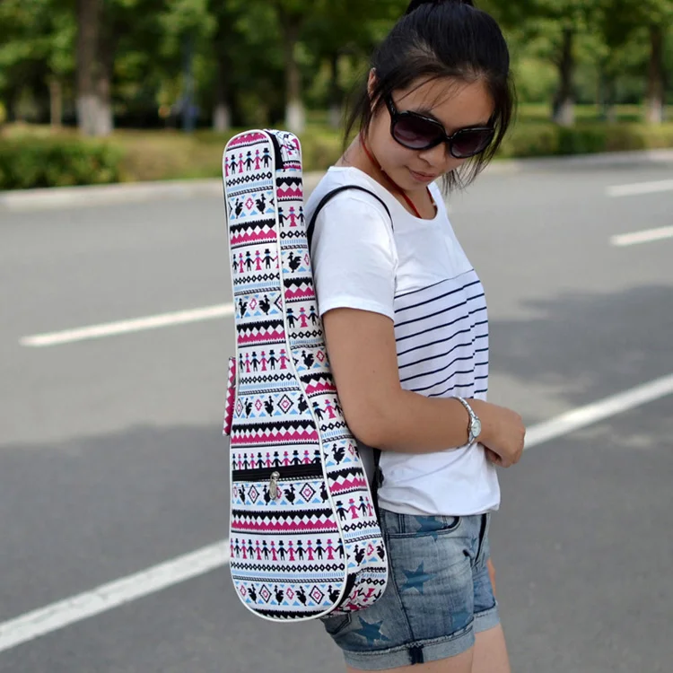 Creative portable durable concert 23 24 inches ukulele bag colorful case soft gig backpack padded lanikai-uku cover PU leather