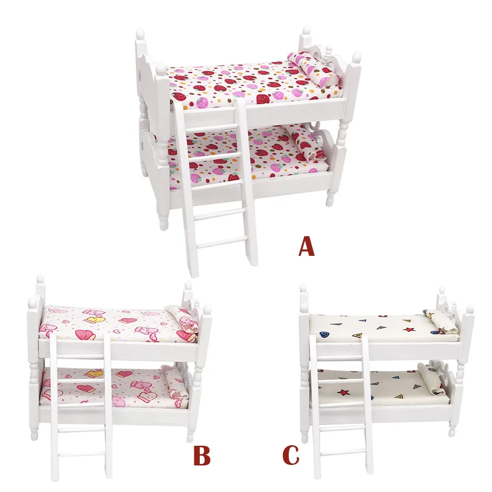 

Doll House Fresh Flower Cluster Mini Furniture Bunk Bed Mini Dollhouse Furniture Bed Set Miniature Living Room Kids TOYS