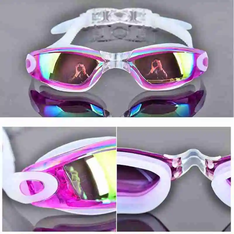 Анти-туман УФ-Защита плавательные очки мужчин и женщин гальванизирует Водонепроницаемый плавать очки