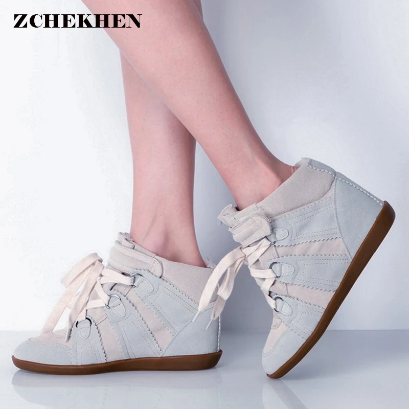 

Women Purple Suede Leather Ankle Boots Female increased Platform short boots Hook Loop Sneakers Casual botas mujer