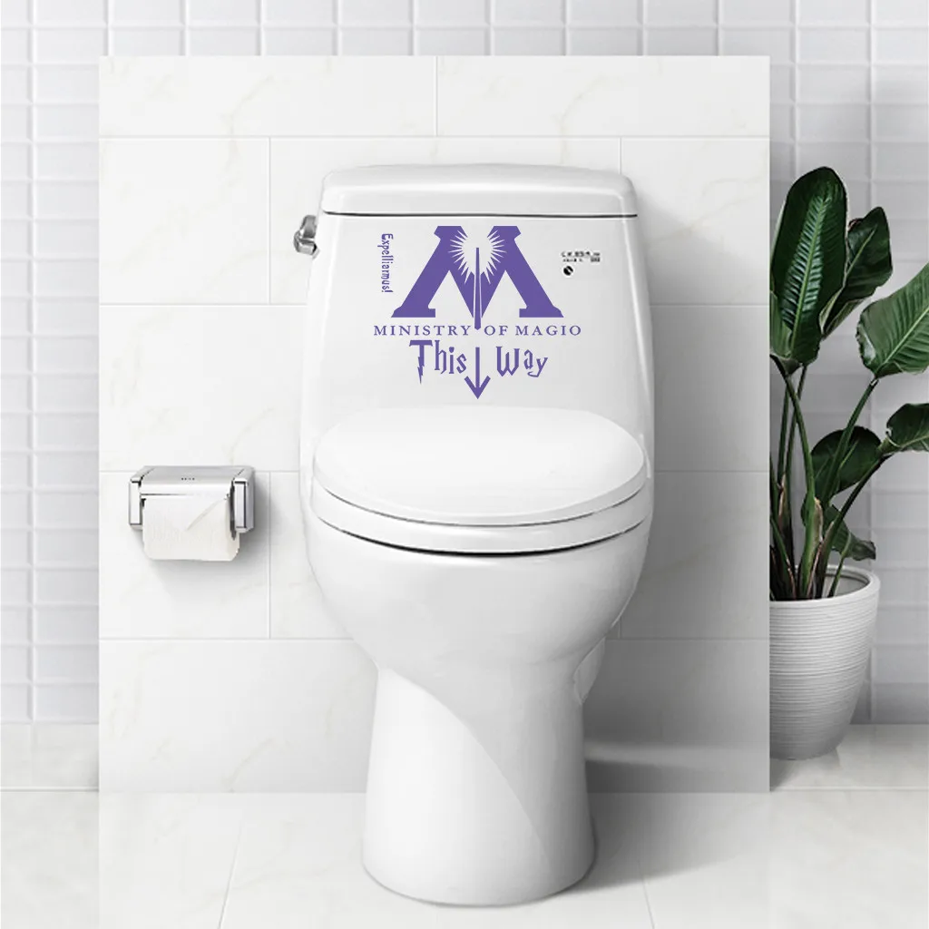 2018 New Ministry Of Magic Of This Way Bathroom Doors Decoration Wall Stickers Wall