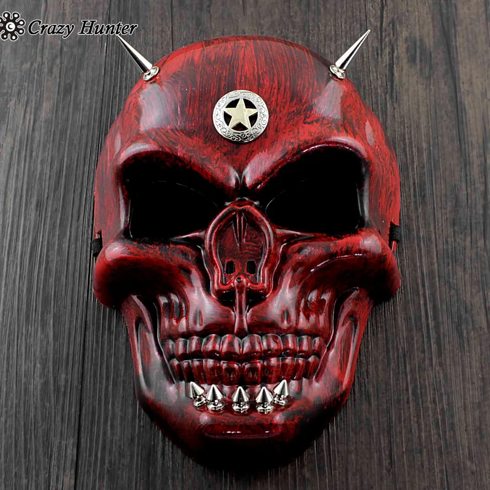 

Red Skull Face Steampunk Mask Spikes Halloween Cosplay Costume Masquerade