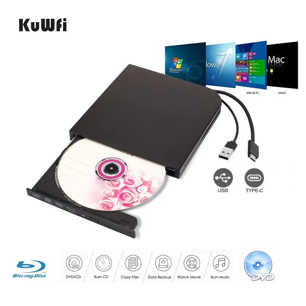 Внешний Blu Ray DVD диска горелки USB3.0 Тип C RW/VCD/проигрыватель компакт дисков RW горелка