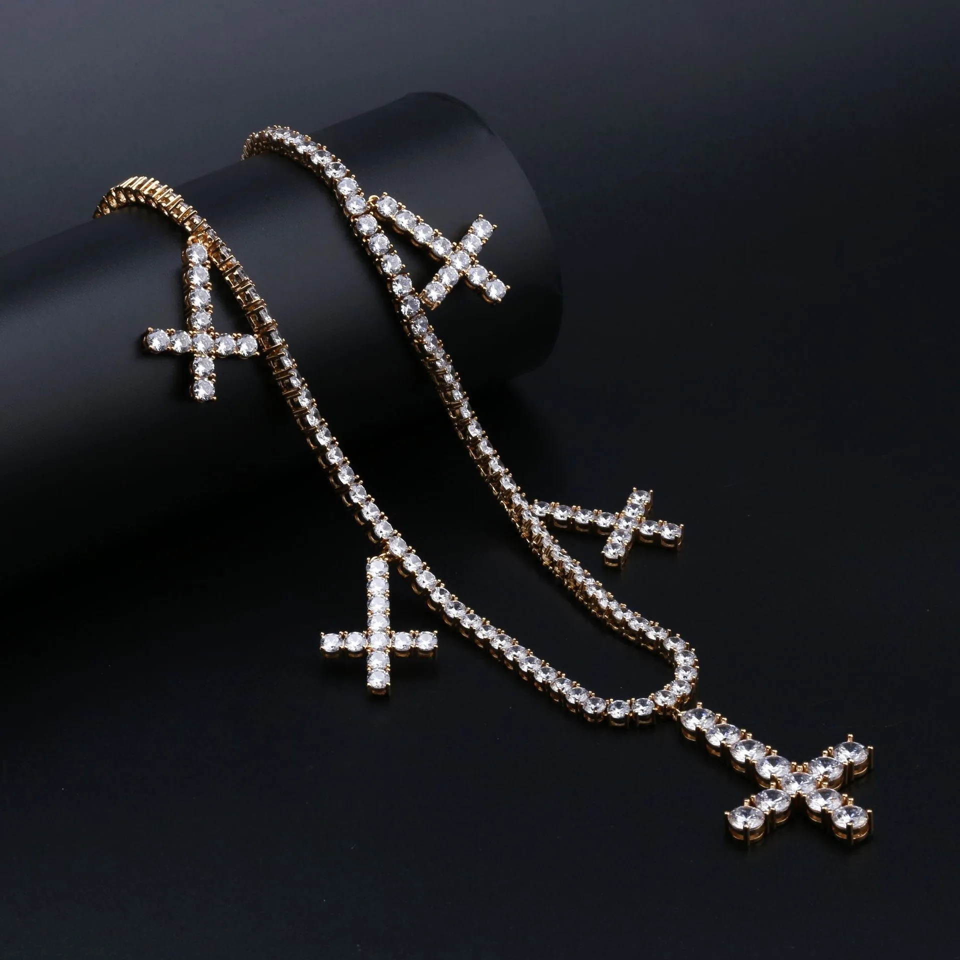 Роскошный перевёрнутый крест кулон ожерелье высокое качество