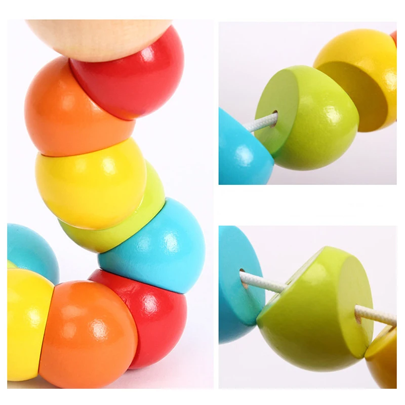 Montessori Toy Educational Wooden Toys for Children Early Learning Baby Exercise Fingers Flexible Twist Insects Games