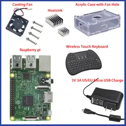 1 ГБ Ras pi 3 комплекта Raspberry Pi 3 Модель B доска + акриловый чехол + вентилятор охлаждения + SIC радиатор + 5V2. 5A Мощность Зарядное устройство + 2,4 г