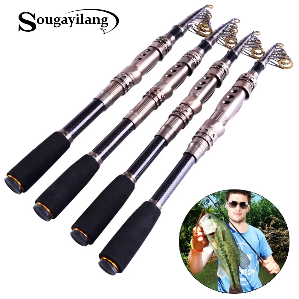 

Sougayilang Telescopic Fishing Rod 1.8-3.3m Spinning Fishing Carbon Fiber Fishing Rod High Saltwater Rod Bait Casting Rod Pesca