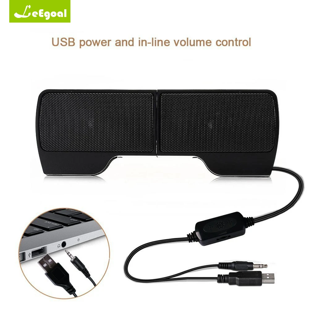 

Leegoal Clip Speaker Mini Portable Clipon USB Stereo Speakers Line Controller Soundbar for Laptop Notebook PC Computer with Clip