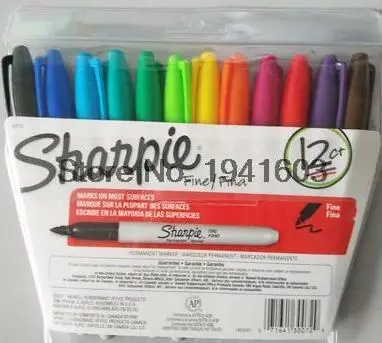 12/24 Цвета/коробка маслом Американский Санфорд sharpie перманентные маркеры, эко-маркер для белой доски, sharpie Классическая приковывающая взгляд Перманентный Маркер - Цвет: 12 Colors Set