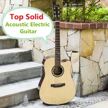 Tapa de la guitarra eléctrica sólida acústica cuerdas de acero baladas folk pop Flattop 41 pulgadas guitarra picea asperata corte de luz electro