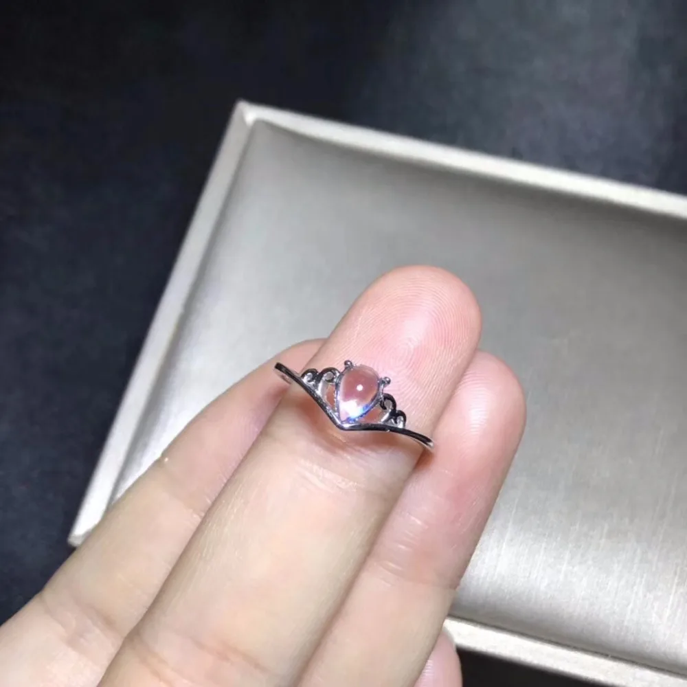 Uloveido кольцо из натурального лунного камня искусственное серебро размер 4 14