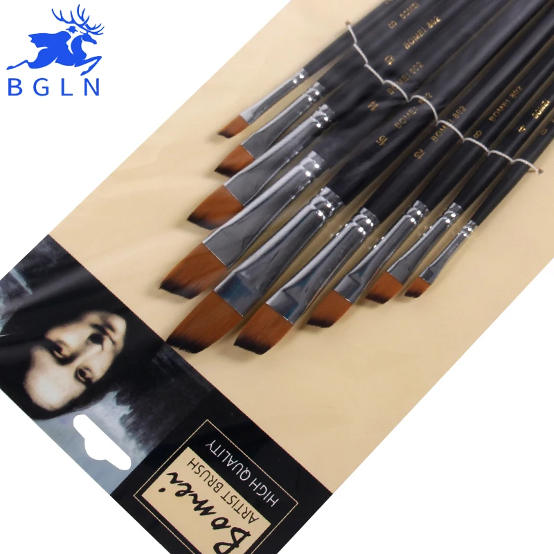 

9pcs/set Watercolor Paint Brush Set Different Size Oblique Acrylic/Oil/Watercolor Painting Brush For Drawing Art Supplies 802