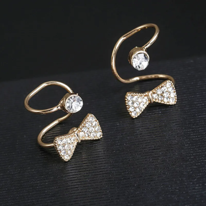 

Sweet lovely gold fashion women's earrings crystal zircon butterfly ear clip woman painless statement jewelry wholesale