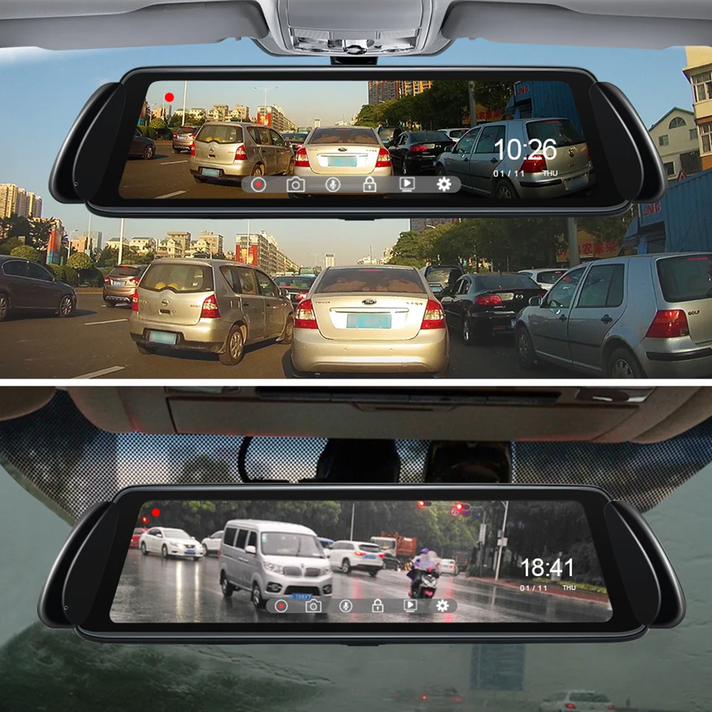 

10 Inches Front Camera Video Recorder HD Screen Dash Cam Auto Rear View Mirror Dual Lens Safe 170 Degree Wide Angle Car