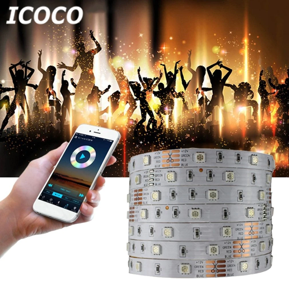 ICOCO 16.4ft 30/60 LEDs/m LED Strip Light Set Smart Wifi Control RGB