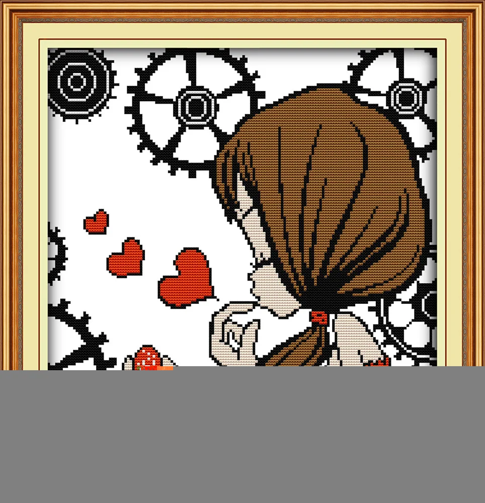

Quiet whispers girl Printed Canvas DMC Counted Cross Stitch Kits printed Cross-stitch set Embroidery Needlework