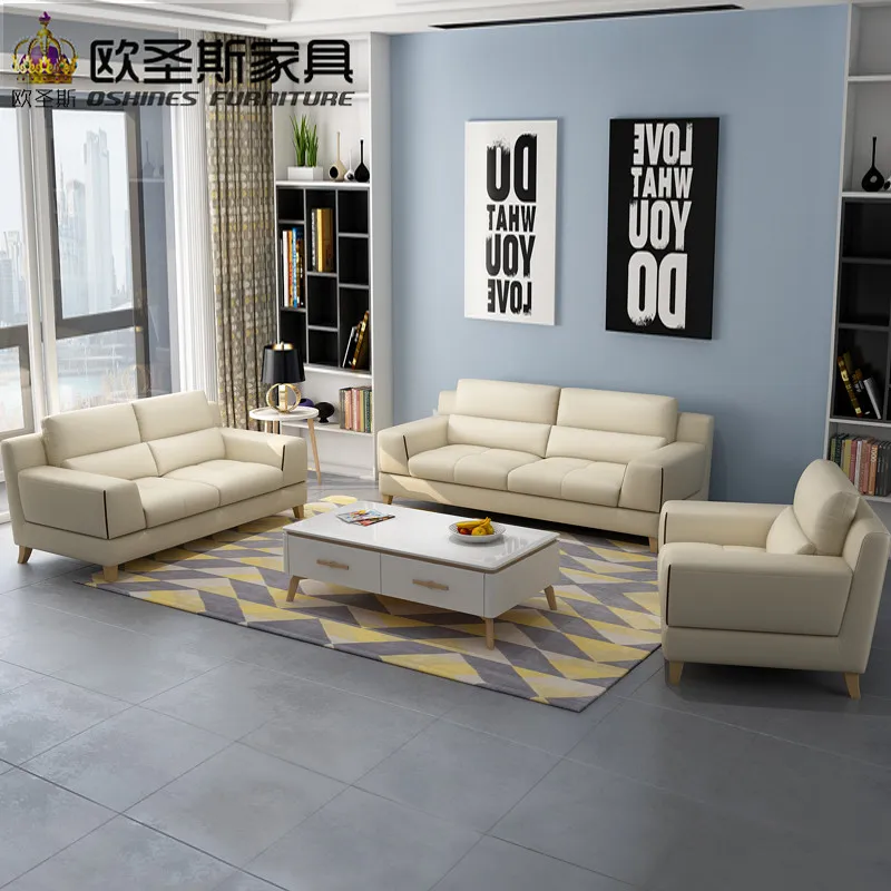 cheap 2019 New Coming North European Style Simple Deisign Livingroom Furniture Chesterfield Leather Sofa Sets With High Wood Legs 667A