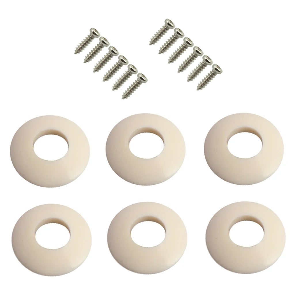 Pack of 6 White Plastic Ferrules Washers Gasket Screws for Guitar Tuners Machine Heads Guitar Tuning Pegs