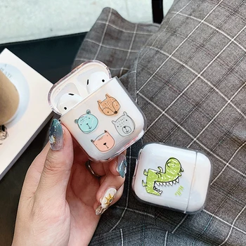 

Cartoon Earphone Case For Airpods PC Cute Cover For Apple Airpods Air Pods Transparent Pouch Bluetooth Earphone Accessories