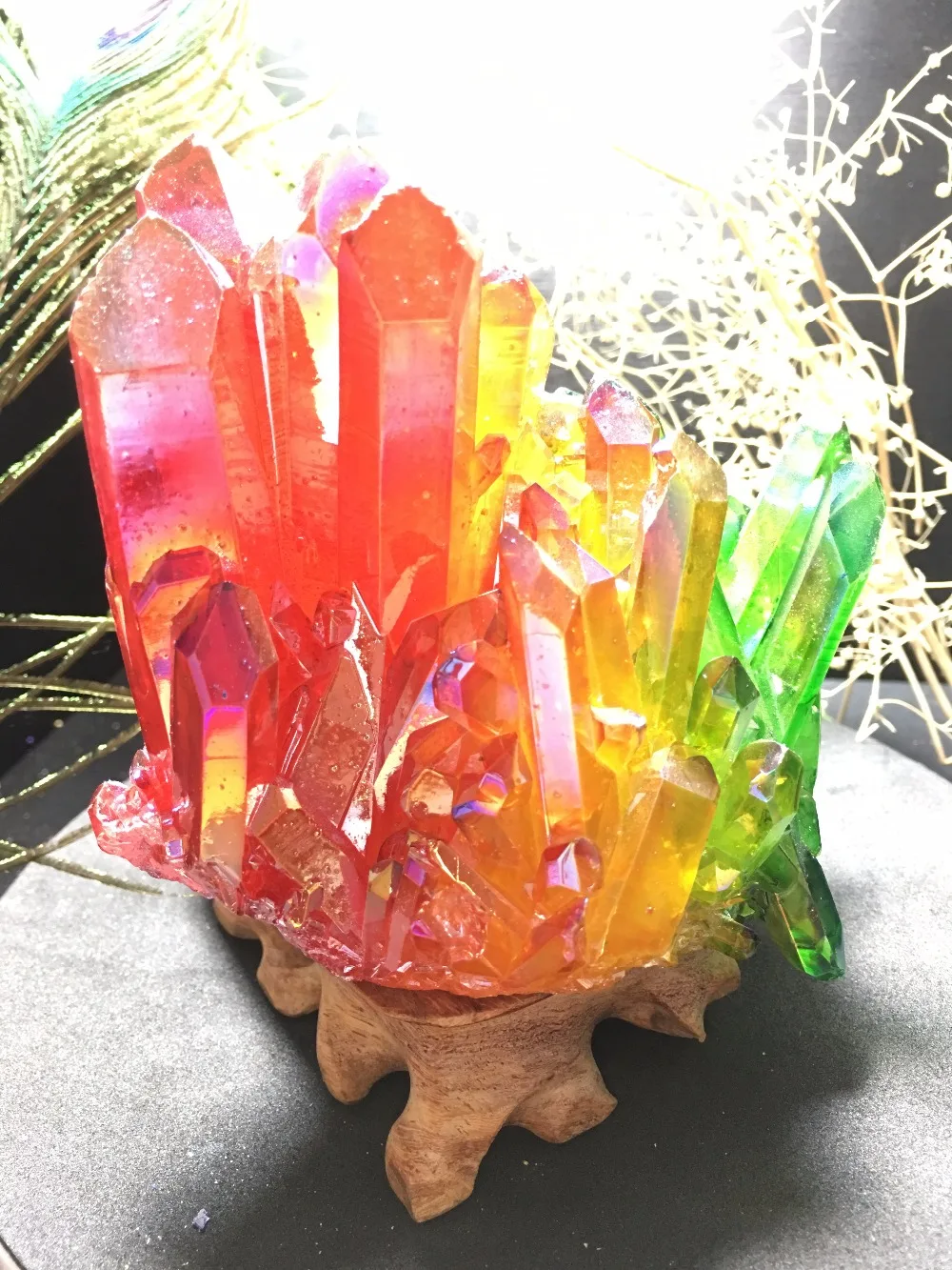 

PRETTY Aura Quartz Crystal Bismuth Titanium Silicon Clusters SPECIMEN