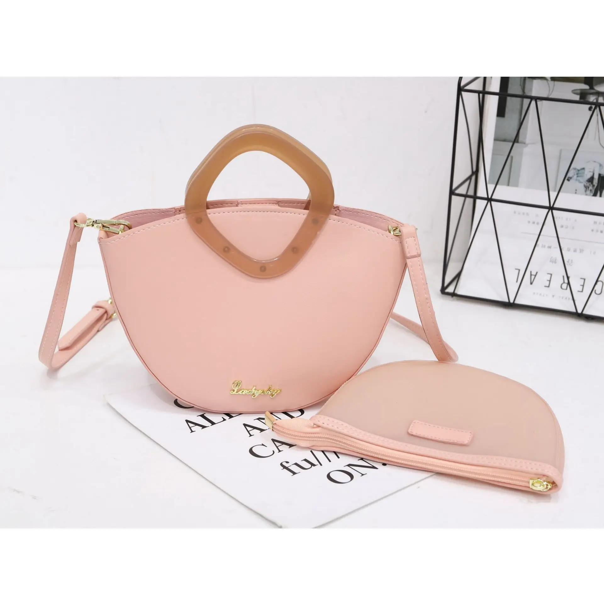 

trapezoidal pure color jelly double shoulder strap portable oblique