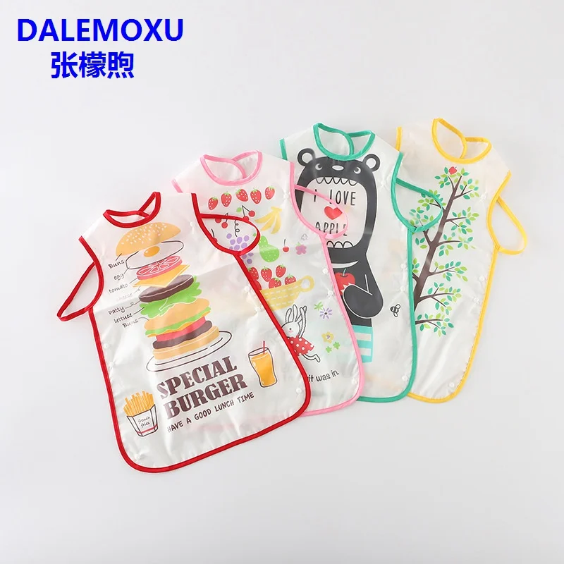 Baby Bib Cute Cartoon Stereoscopic Saliva Towel Waterproof Sleeveless Soft Plastic Baby Bib Meal Overcoat Reverse Burp Cloths