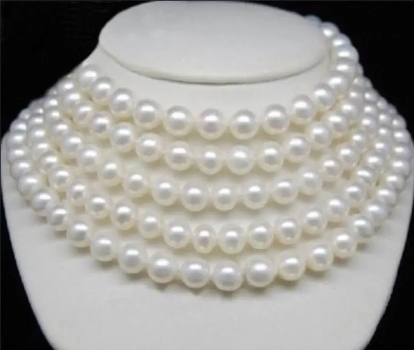 

FREE SHIPPING NATURAL 9-10mm AAA WHITE AKOYA PEARL NECKLACE 65" AAA