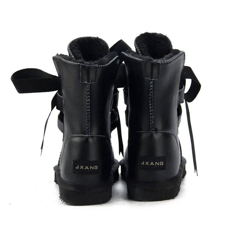 black Jxang Australie Fourrure sand De En Cuir gray Femmes Neige Chestnut Chaud chocolate Qualité purple Bottes Haute Véritable Épais D'hiver Imperméables N8w0vnm
