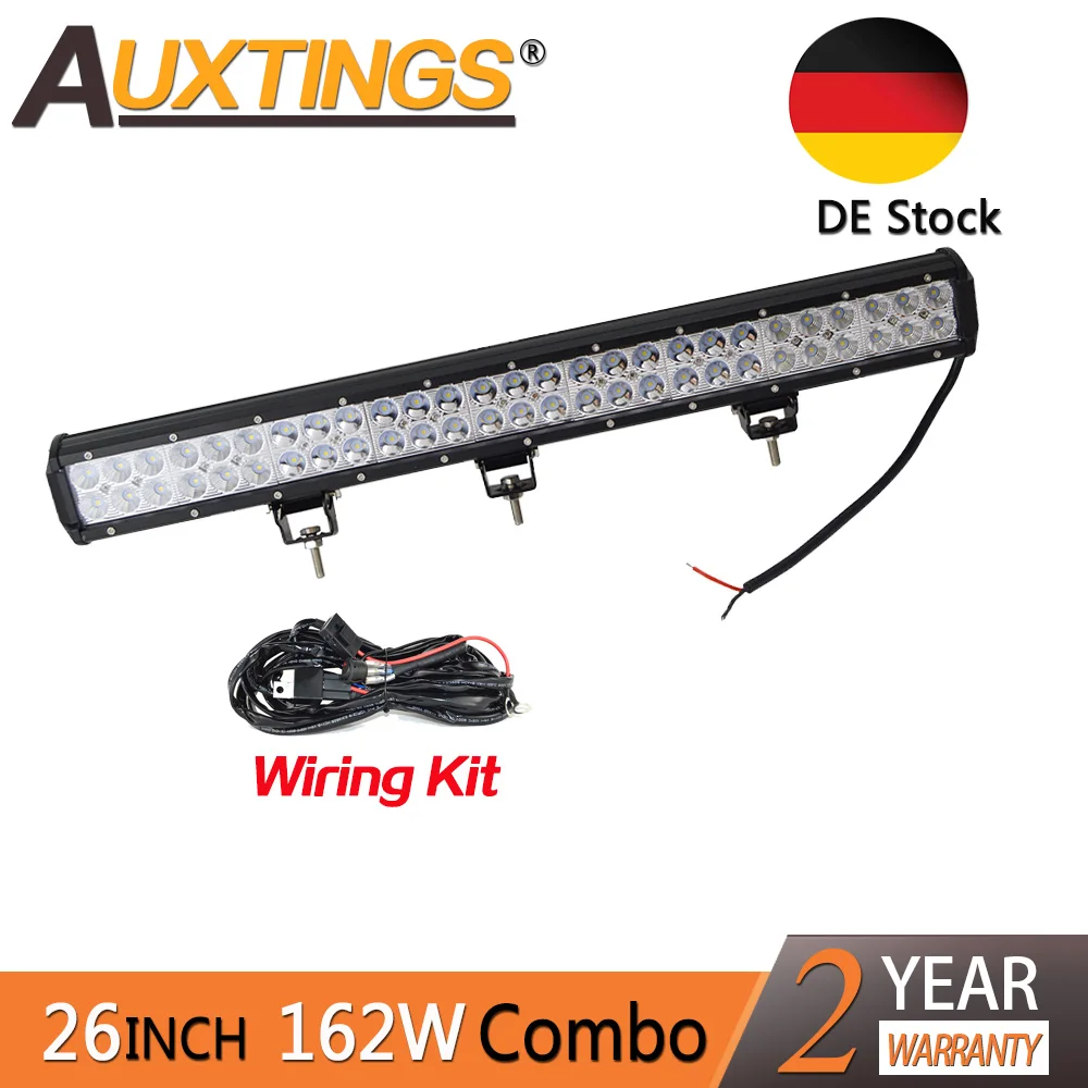 

Auxtings 26''inch 162W dual rows movable bracket IP67 waterproof 4x4 LED work light bar for truck offroad driving &Wiring Kits