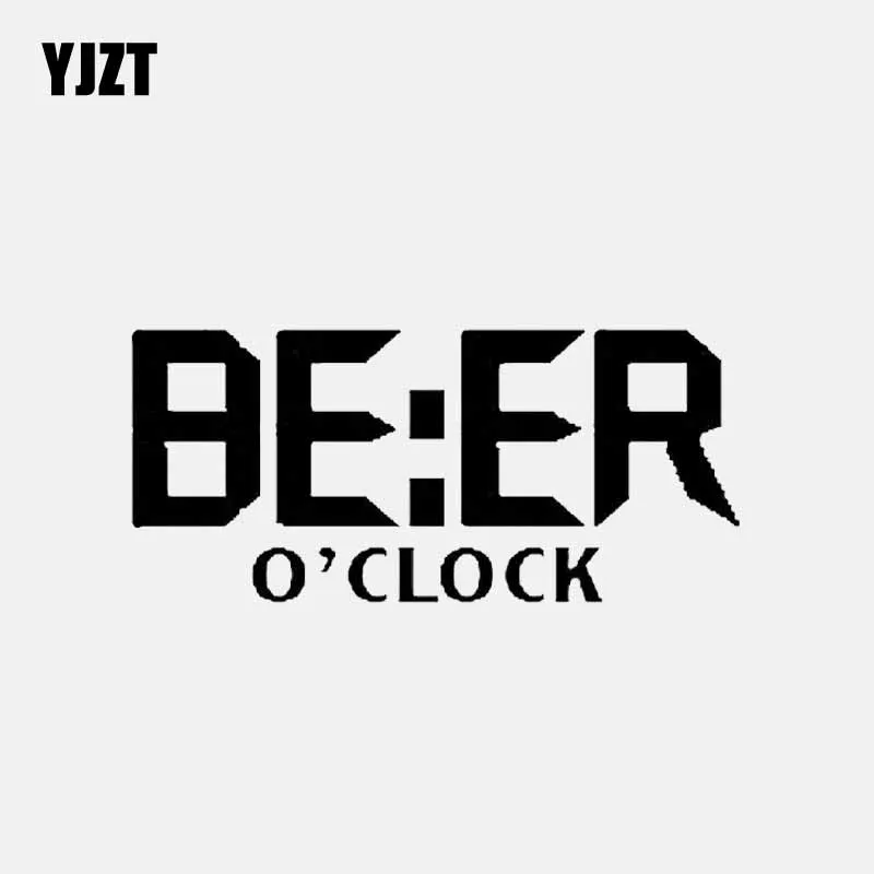

YJZT 13.1CM*5.9CM BEER O'CLOCK Car Sticker Vinyl Decal Black/Silver C3-1143