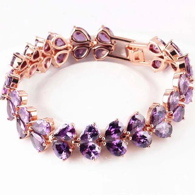 Quality droplets champagne AAA zircon bracelet purple