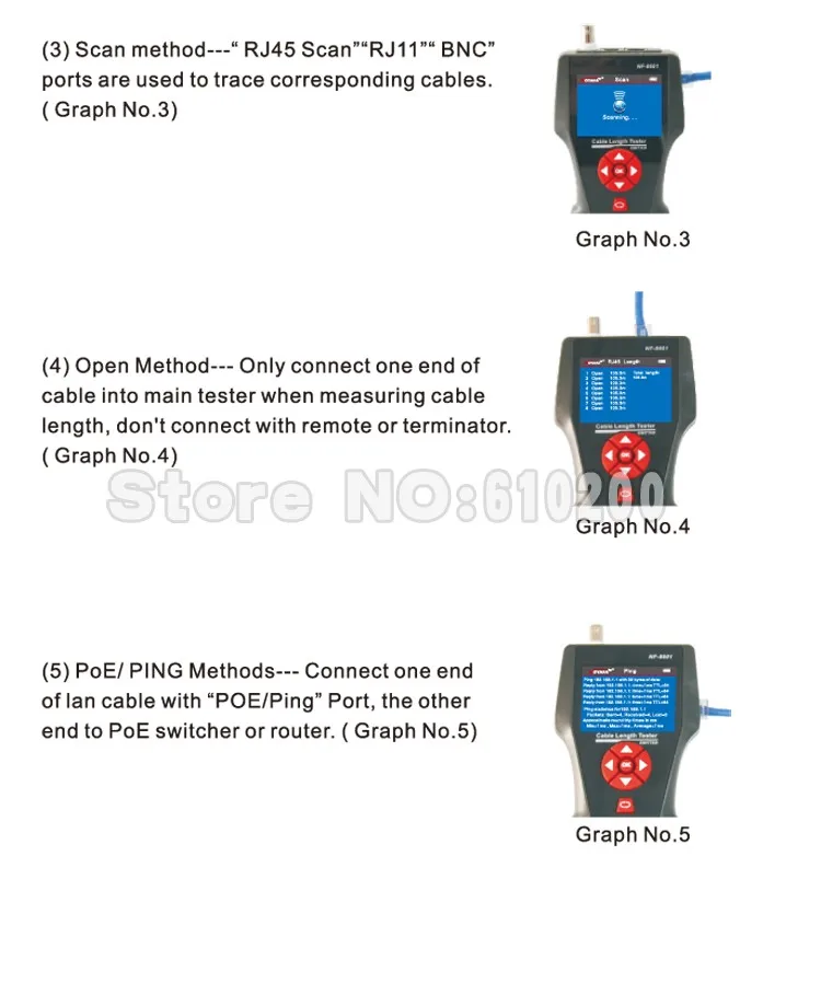 NOYAFA-NF-8601W тестер сетевого кабеля тестер LAN RJ11 RJ45 BNC STP/UTP 5E, 6E LAN Кабельный тестер для 8 шт. портов английская версия