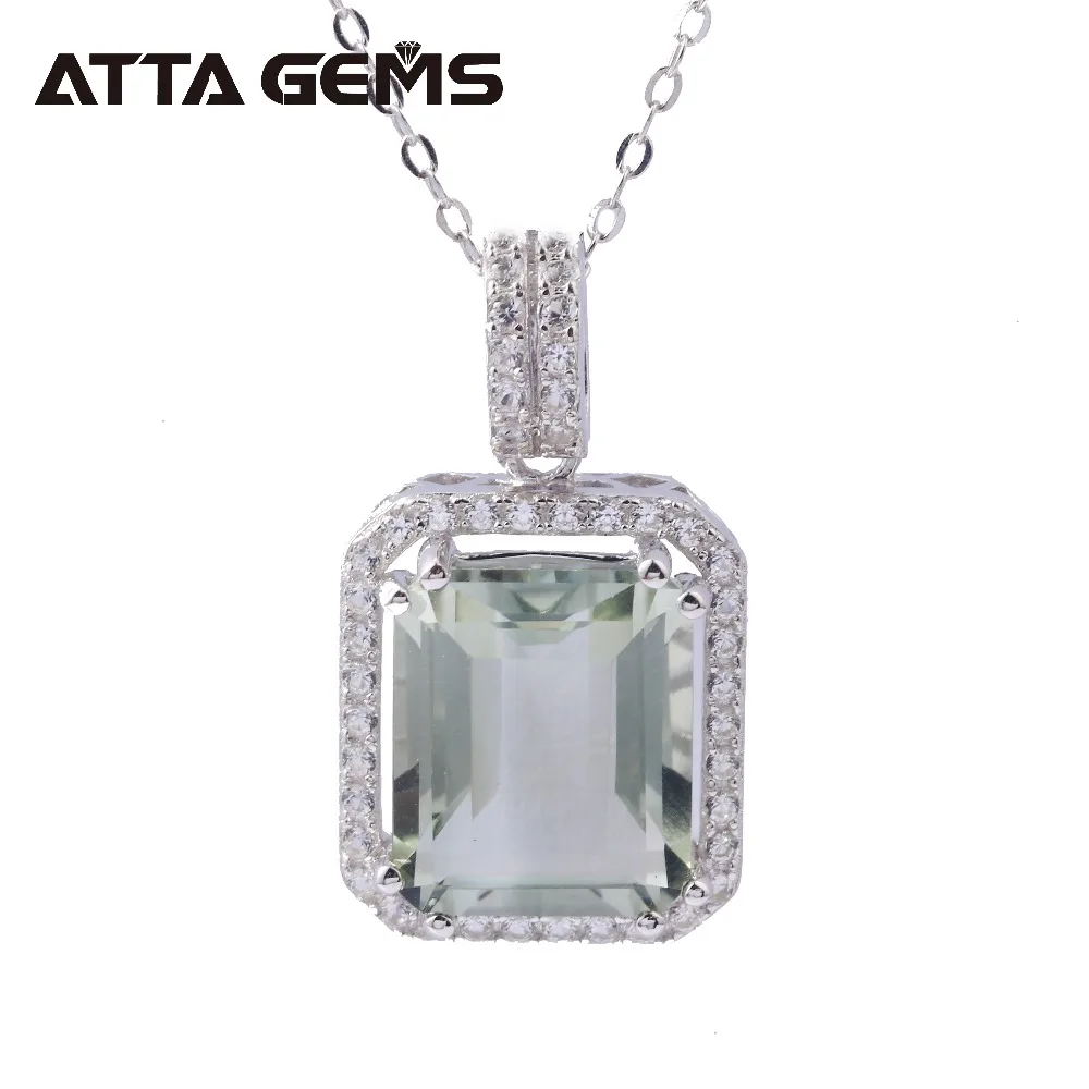 

Natural Green Crystal Sterling Silver Pendants for Women Casual Style 7.5 Carats Natural Quarts Women's Christmas Gifts
