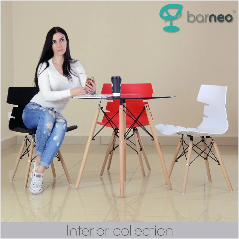  95199 Barneo N-230 Plastic Wood Kitchen Breakfast Interior Stool Bar Chair Kitchen Furniture Black  - 1000005043897