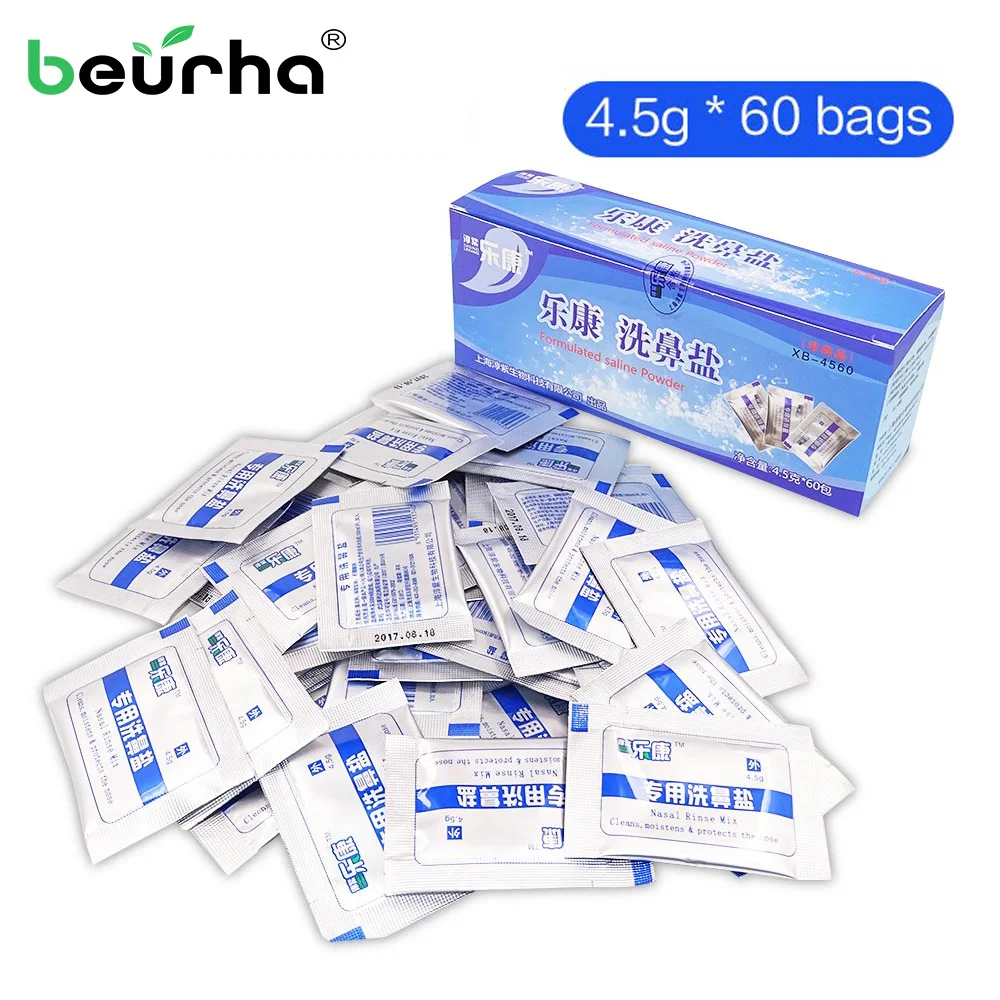 

60pcs/box Nose Cleaner Medical Salt Nasal Wash Salt For Adults Children For Allergies Relief Rinse Irrigator sinusite neti pot