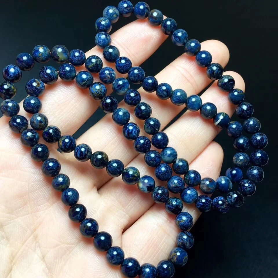 

6mm Natural Namibia Pietersite Bracelet Blue Stone Stretch Healing Anniversary Gift 3 Laps Round Beads 4 Laps Bracelet AAAAA