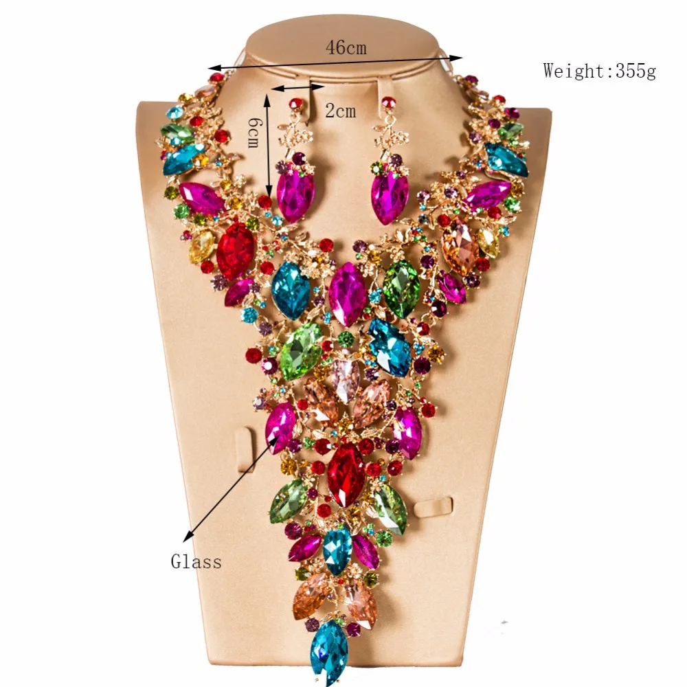 

Bridal Jewelry Sets Crystal Rhinestone Flower Rhinestone Wedding Gold Color Necklace and Earirngs Sets for Women Jewelry Sets