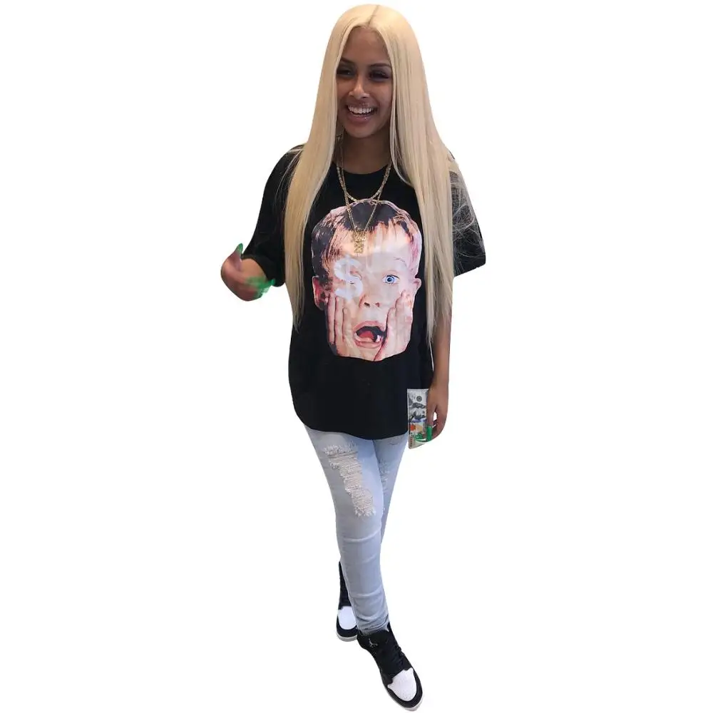 

Joiekuno 2019 Women Fashion Casual Catroon Short Sleeve Tops New Street Popular O neck T-Shirt Women YD8091
