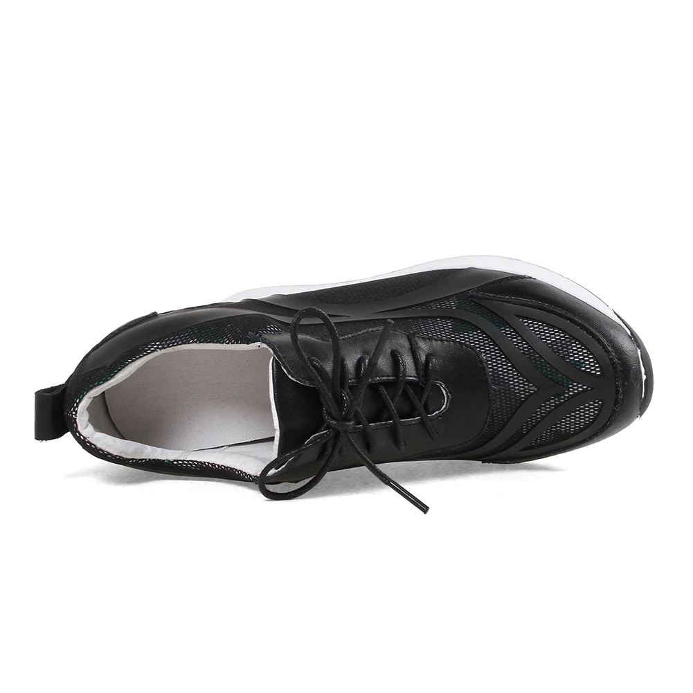 Doratasia Dentelle Sneakers blanc 2019 Mode Hauteur Qualité Fille Véritable Chaussures En 32 Croissante Taille Noir Automne 40 Cuir up Femmes Femme Grande 48xwprq4