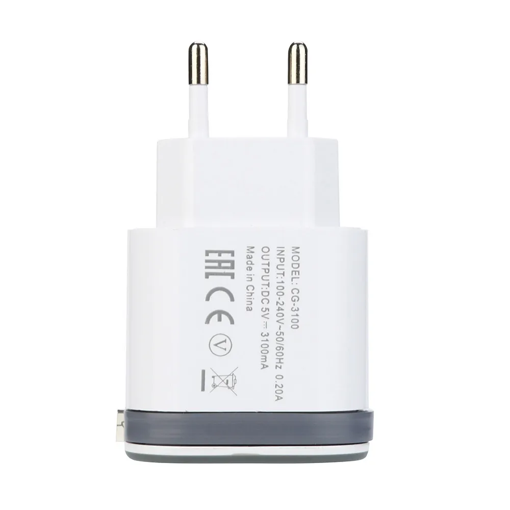 EPULA LED USB 2 порта 5V 3.1A настенный домашний дорожный адаптер для зарядного устройства