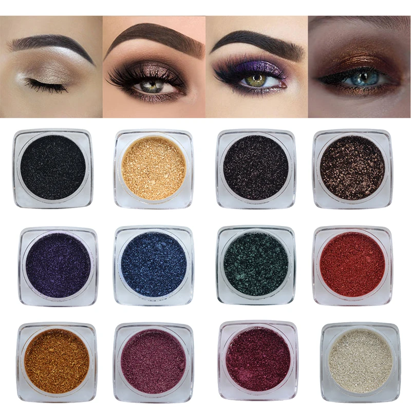 

PHOERA Metallic Diamond Glitters Powder Eyeshadow Smoky Eyes Single Color Pigmented Shimmer Eye Shadow Palette Makeup Cosmetics