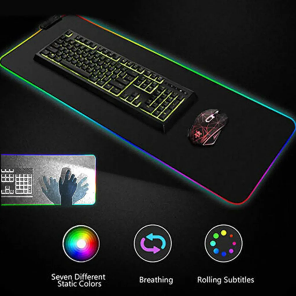 

RGB Large Colorful LED Lighting Keyboard Mat Gaming Mouse Pad For Computer Backlight Game Mouse Pad